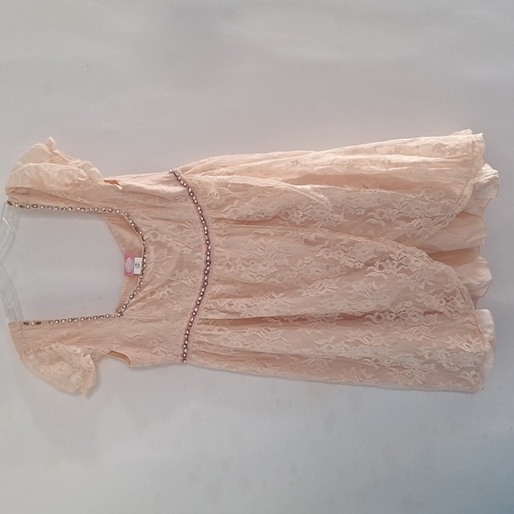 Rare! Blugirl Blumarine Cream Lace Womens Dress with Beaded Trim Peach - Picture 1 of 5